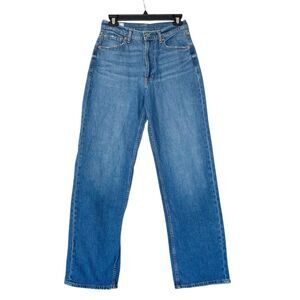 Gap 90s Loose High Rise Women's Blue Denim Jeans Straight Size 27 Casual Y2K
